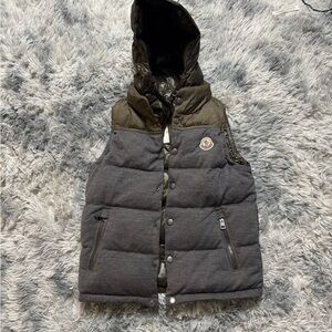 Moncler Olive and Gray Puffer Vest